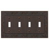 English Garden Aged Bronze Cast - 4 Toggle Wallplate - Wallplate Warehouse 43T4VB 070686567692 4 Toggle