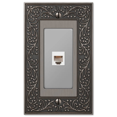 English Garden Antique Nickel Cast - 1 Phone Jack Wallplate - Wallplate Warehouse 43PHAN 070686580943 Phone Jacks