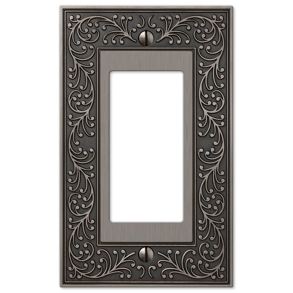 English Garden Antique Nickel Cast - 1 Rocker Wallplate - Wallplate Warehouse 43RAN 070686567494 1 Rocker