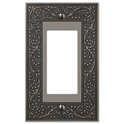 English Garden Antique Nickel Cast - 1 Rocker Wallplate - Wallplate Warehouse 43RAN 070686567494 1 Rocker