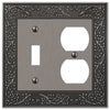 English Garden Antique Nickel Cast - 1 Toggle / 1 Duplex Wallplate - Wallplate Warehouse 43TDAN 070686567517 1 Toggle / 1 Duplex