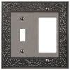 English Garden Antique Nickel Cast - 1 Toggle / 1 Rocker Wallplate - Wallplate Warehouse 43TRAN 070686567524 1 Toggle / 1 Rocker