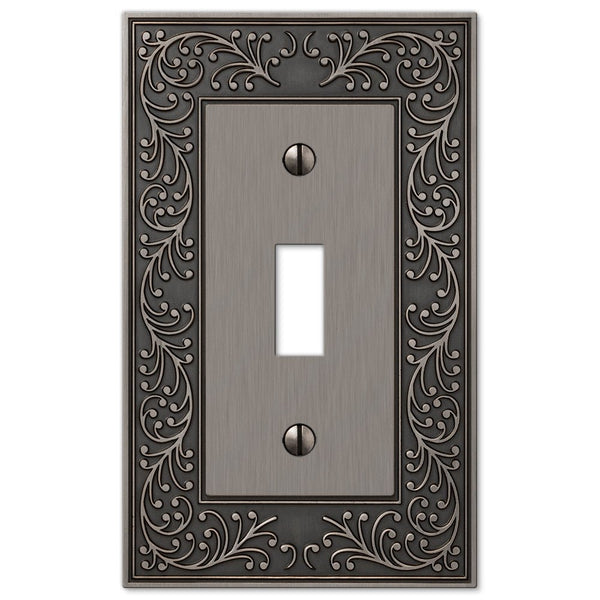 English Garden Antique Nickel Cast - 1 Toggle Wallplate - Wallplate Warehouse 43TAN 070686567470 1 Toggle