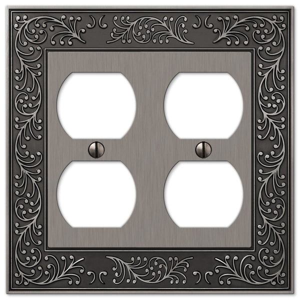 English Garden Antique Nickel Cast - 2 Duplex Wallplate - Wallplate Warehouse 43DDAN 070686567531 2 Duplex