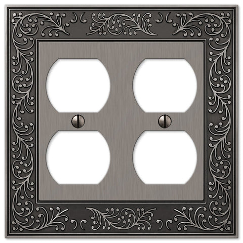 English Garden Antique Nickel Cast - 2 Duplex Wallplate - Wallplate Warehouse 43DDAN 070686567531 2 Duplex