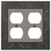 English Garden Antique Nickel Cast - 2 Duplex Wallplate - Wallplate Warehouse 43DDAN 070686567531 2 Duplex