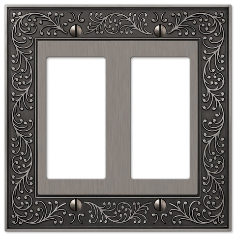 English Garden Antique Nickel Cast - 2 Rocker Wallplate - Wallplate Warehouse 43RRAN 070686567548 2 Rocker