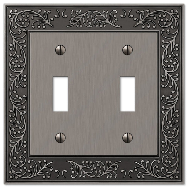 English Garden Antique Nickel Cast - 2 Toggle Wallplate - Wallplate Warehouse 43TTAN 070686567500 2 Toggle