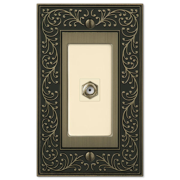 English Garden Brushed Brass Cast - 1 Cable Jack Wallplate - Wallplate Warehouse 43CXBB 070686580929 Cable Jacks
