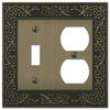 English Garden Brushed Brass Cast - 1 Toggle / 1 Duplex Wallplate - Wallplate Warehouse 43TDBB 070686574935 1 Toggle / 1 Duplex