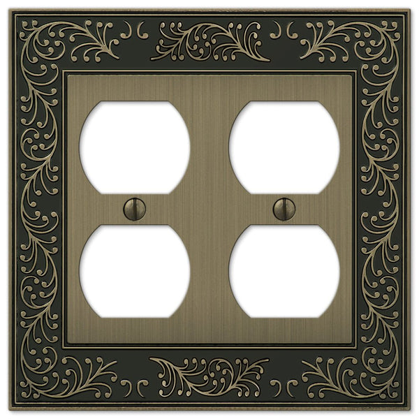 English Garden Brushed Brass Cast - 2 Duplex Wallplate - Wallplate Warehouse 43DDBB 070686574959 2 Duplex
