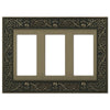 English Garden Brushed Brass Cast - 3 Rocker Wallplate - Wallplate Warehouse 43RRRBB 070686574973 3 Rocker