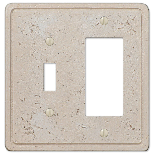 Faux Stone Cream Resin - 1 Toggle / 1 Rocker Wallplate - Wallplate Warehouse 8347TR 070686578643 1 Toggle / 1 Rocker