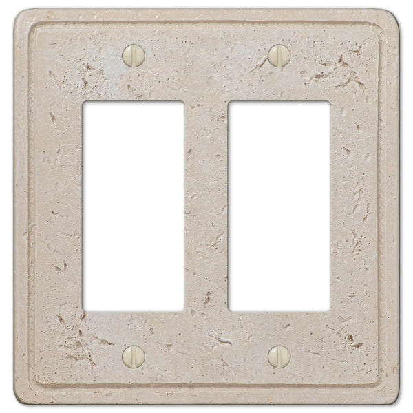 Faux Stone Cream Resin - 2 Rocker Wallplate - Wallplate Warehouse 8347RR 070686578636 2 Rocker