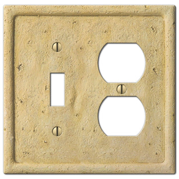 Faux Stone Ivory Resin - 1 Toggle / 1 Duplex Wallplate - Wallplate Warehouse 8351TDIV 070686569078 1 Toggle / 1 Duplex