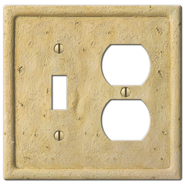 Faux Stone Ivory Resin - 1 Toggle / 1 Duplex Wallplate - Wallplate Warehouse 8351TDIV 070686569078 1 Toggle / 1 Duplex