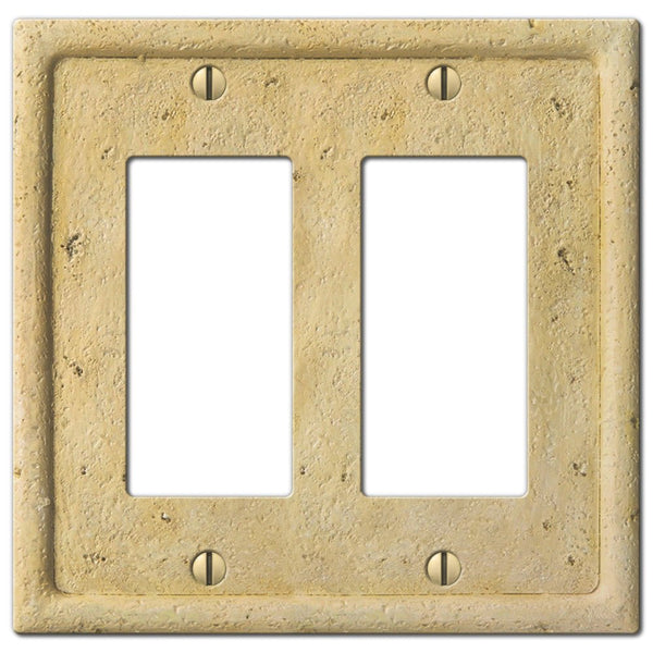 Faux Stone Ivory Resin - 2 Rocker Wallplate - Wallplate Warehouse 8351RRIV 070686569108 2 Rocker