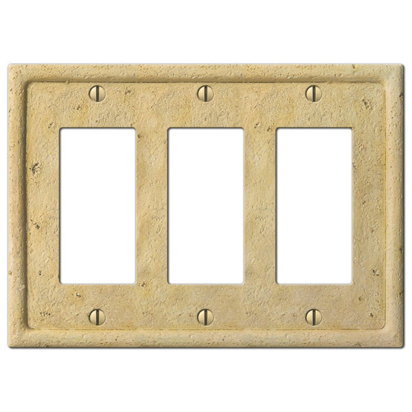 Faux Stone Ivory Resin - 3 Rocker Wallplate - Wallplate Warehouse 8351RRRIV 070686569122 3 Rocker