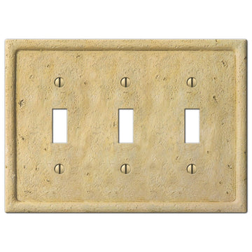 Faux Stone Ivory Resin - 3 Toggle Wallplate - Wallplate Warehouse 8351TTTIV 070686569115 3 Toggle