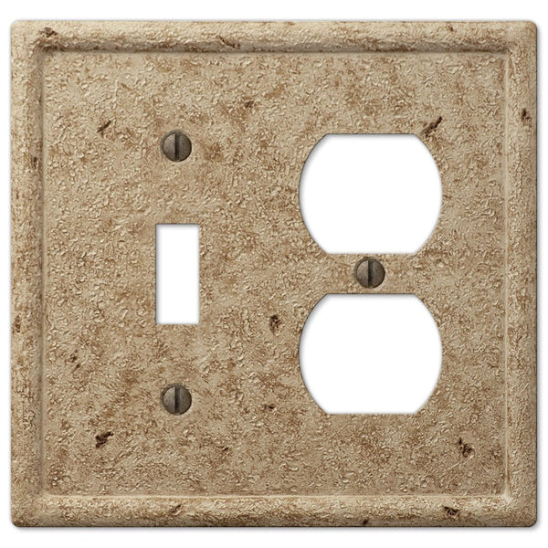 Faux Stone Noce Resin - 1 Toggle / 1 Duplex Wallplate - Wallplate Warehouse 8351TDNC 070686568255 1 Toggle / 1 Duplex