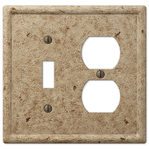 Faux Stone Noce Resin - 1 Toggle / 1 Duplex Wallplate - Wallplate Warehouse 8351TDNC 070686568255 1 Toggle / 1 Duplex