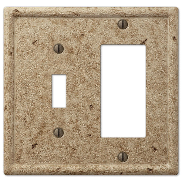 Faux Stone Noce Resin - 1 Toggle / 1 Rocker Wallplate - Wallplate Warehouse 8351TRNC 070686568262 1 Toggle / 1 Rocker