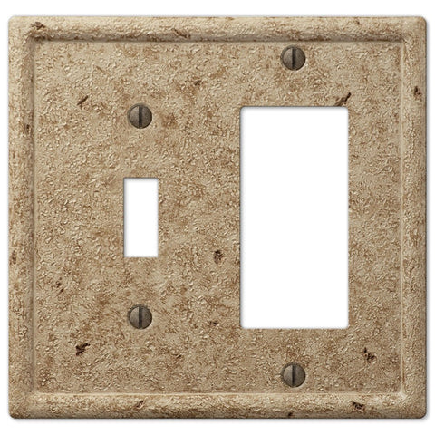 Faux Stone Noce Resin - 1 Toggle / 1 Rocker Wallplate - Wallplate Warehouse 8351TRNC 070686568262 1 Toggle / 1 Rocker