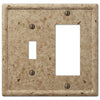 Faux Stone Noce Resin - 1 Toggle / 1 Rocker Wallplate - Wallplate Warehouse 8351TRNC 070686568262 1 Toggle / 1 Rocker