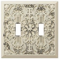 Filigree Antique White Cast - 2 Toggle Wallplate