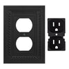 Filigree Border Matte Black Cast - 1 Duplex Wallplate - Wallplate Warehouse 83DCMB - B 070686015155 1 Duplex