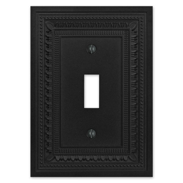 Filigree Border Matte Black Cast - 1 Toggle Wallplate - Wallplate Warehouse 83TMB - B 070686015124 1 Toggle