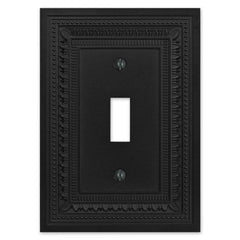 Filigree Border Matte Black Cast - 1 Toggle Wallplate