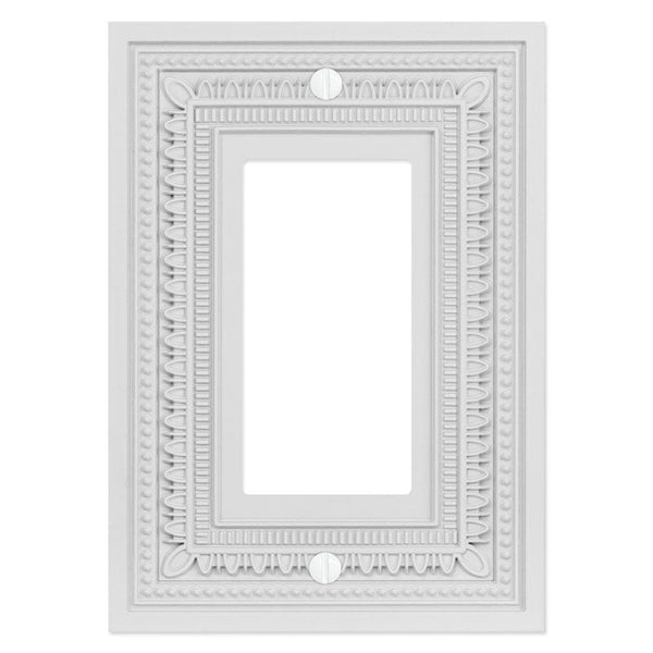 Filigree Border Matte White Cast - 1 Rocker Wallplate - Wallplate Warehouse 83RMW - B 070686015230 1 Rocker