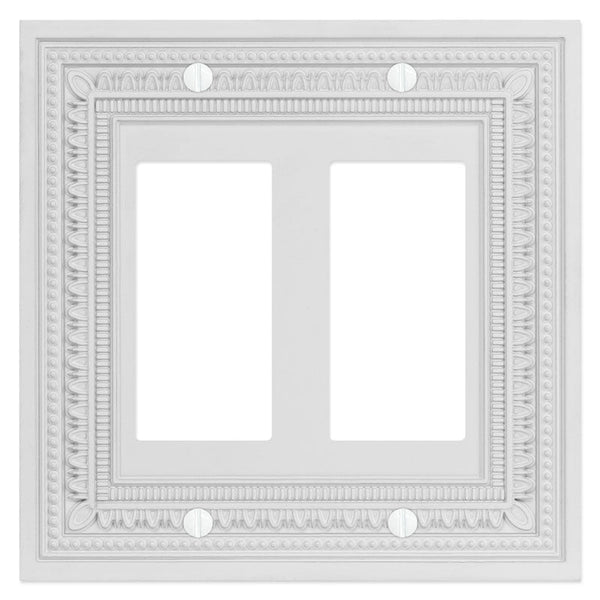Filigree Border Matte White Cast - 2 Rocker Wallplate - Wallplate Warehouse 83RRMW - B 070686015247 2 Rocker