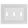 Filigree Border Matte White Cast - 3 Toggle Wallplate - Wallplate Warehouse 83TTTMW - B 070686015216 3 Toggle