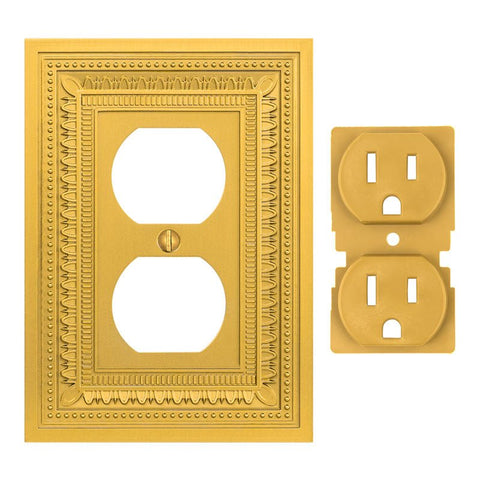 Filigree Border Satin Gold Cast - 1 Duplex Wallplate - Wallplate Warehouse 83DCSG - B 070686015087 1 Duplex