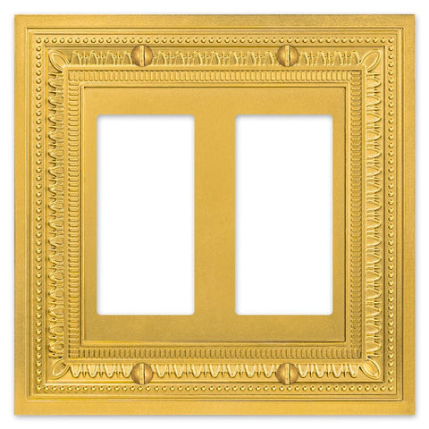 Filigree Border Satin Gold Cast - 2 Rocker Wallplate - Wallplate Warehouse 83RRSG - B 070686015100 2 Rocker