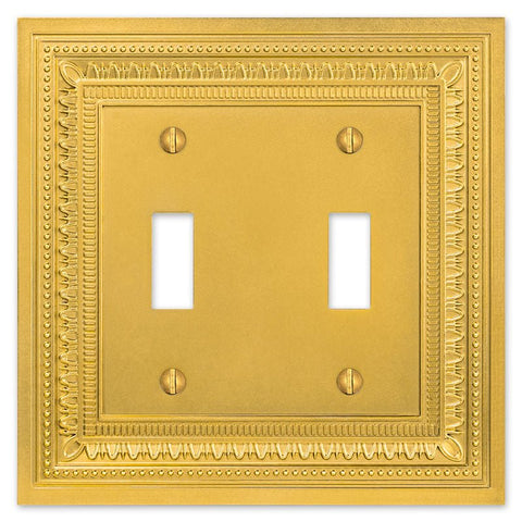 Filigree Border Satin Gold Cast - 2 Toggle Wallplate - Wallplate Warehouse 83TTSG - B 070686015063 2 Toggle