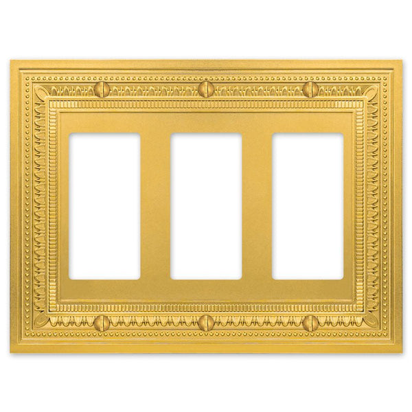 Filigree Border Satin Gold Cast - 3 Rocker Wallplate - Wallplate Warehouse 83RRRSG - B 070686015117 3 Rocker