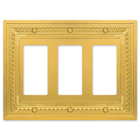 Filigree Border Satin Gold Cast - 3 Rocker Wallplate - Wallplate Warehouse 83RRRSG - B 070686015117 3 Rocker
