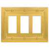 Filigree Border Satin Gold Cast - 3 Rocker Wallplate - Wallplate Warehouse 83RRRSG - B 070686015117 3 Rocker
