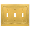Filigree Border Satin Gold Cast - 3 Toggle Wallplate - Wallplate Warehouse 83TTTSG - B 070686015070 3 Toggle