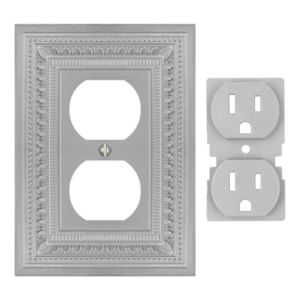 Filigree Border Satin Nickel Cast - 1 Duplex Wallplate - Wallplate Warehouse 83DCN - B 070686015292 1 Duplex