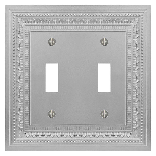 Filigree Border Satin Nickel Cast - 2 Toggle Wallplate - Wallplate Warehouse 83TTN - B 070686015278 2 Toggle