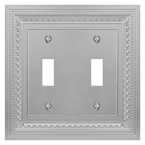 Filigree Border Satin Nickel Cast - 2 Toggle Wallplate - Wallplate Warehouse 83TTN - B 070686015278 2 Toggle