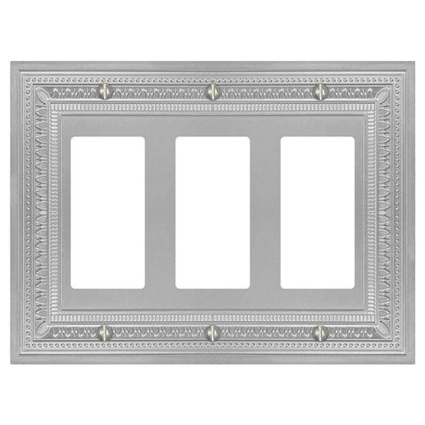 Filigree Border Satin Nickel Cast - 3 Rocker Wallplate - Wallplate Warehouse 83RRRN - B 070686015322 3 Rocker
