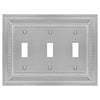 Filigree Border Satin Nickel Cast - 3 Toggle Wallplate - Wallplate Warehouse 83TTTN - B 070686015285 3 Toggle