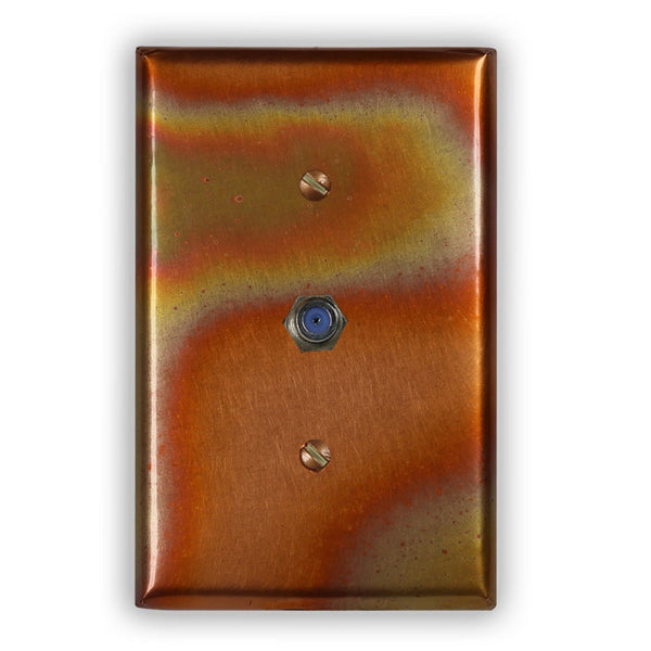 Flamed Copper - 1 Cable Jack Wallplate - Wallplate Warehouse FLAMCOP1CJ 819332022839