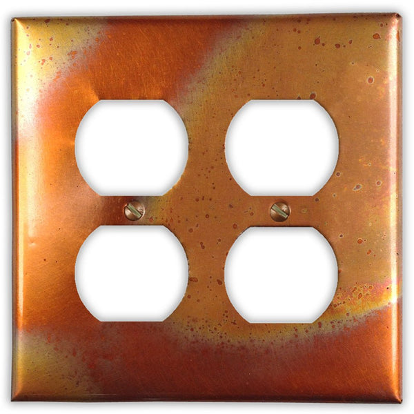 Flamed Copper - 2 Duplex Wallplate - Wallplate Warehouse FLAMCOP2D 819332022808 2 Duplex