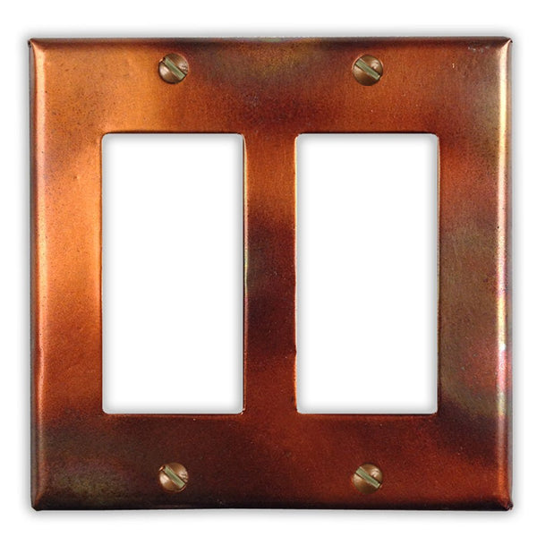Flamed Copper - 2 Rocker Wallplate - Wallplate Warehouse FLAMCOP2R 819332022709 2 Rocker